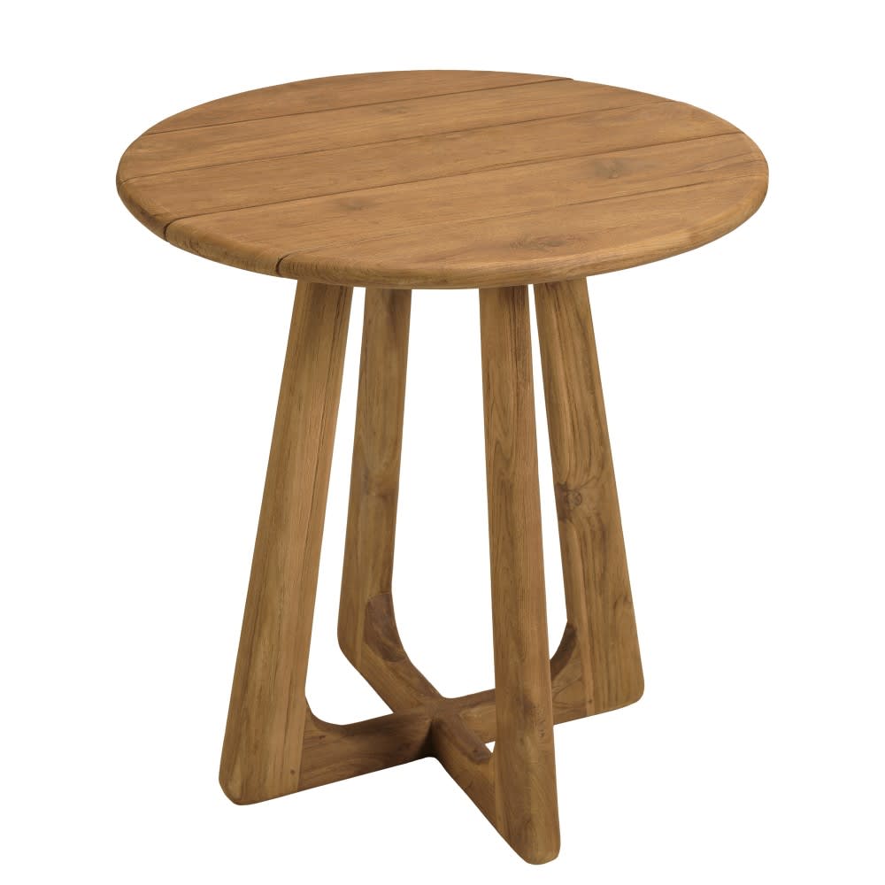 Table à manger de jardin ronde en bois de teck recyclé d70cm