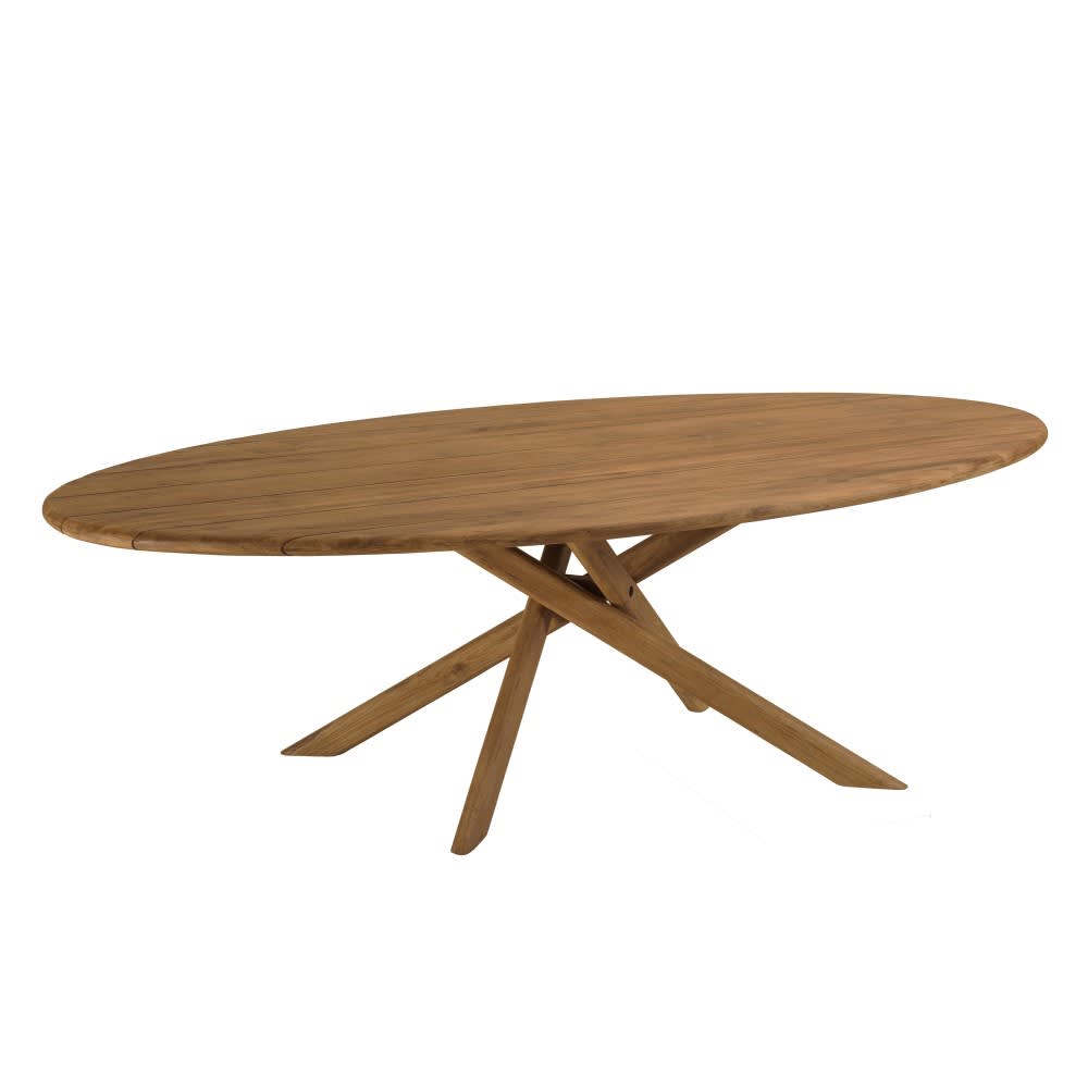Table à manger de jardin ovale 240x120cm en bois de teck recyclé