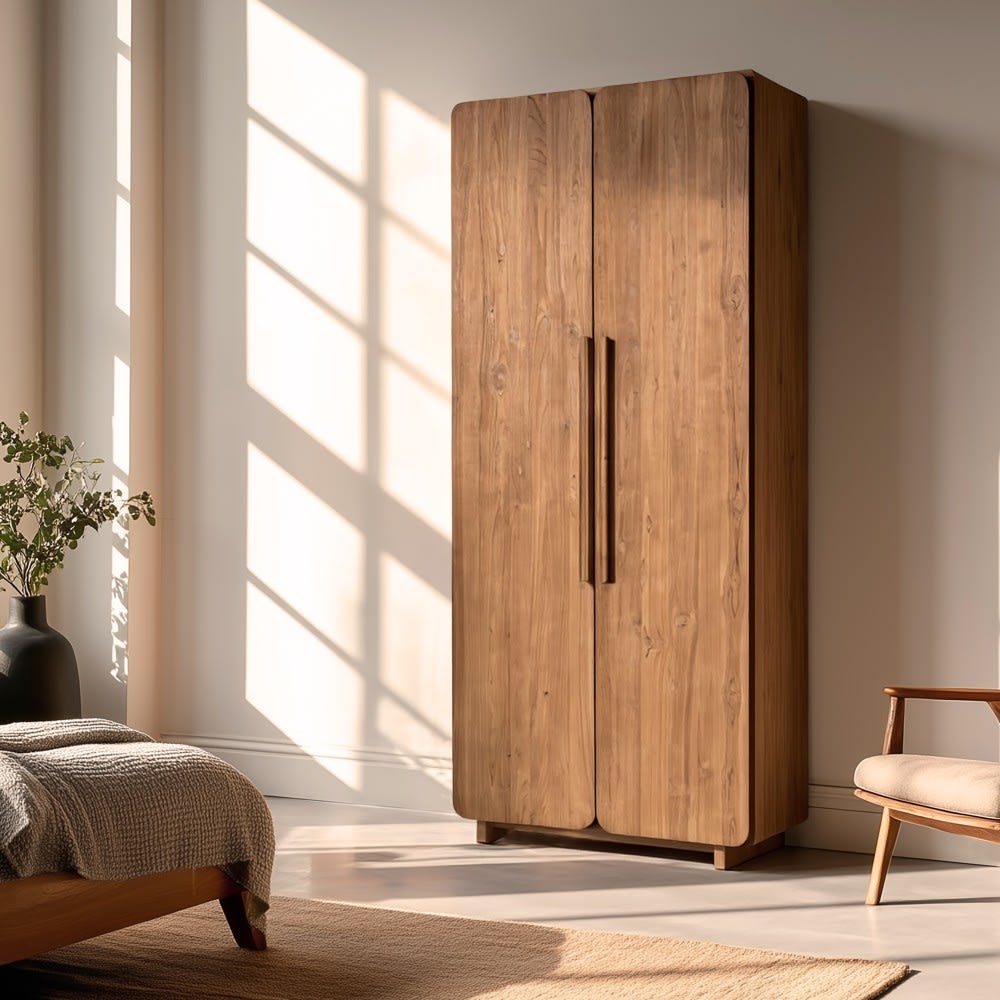 Armoire 2 portes 80x195cm en bois de teck recyclé