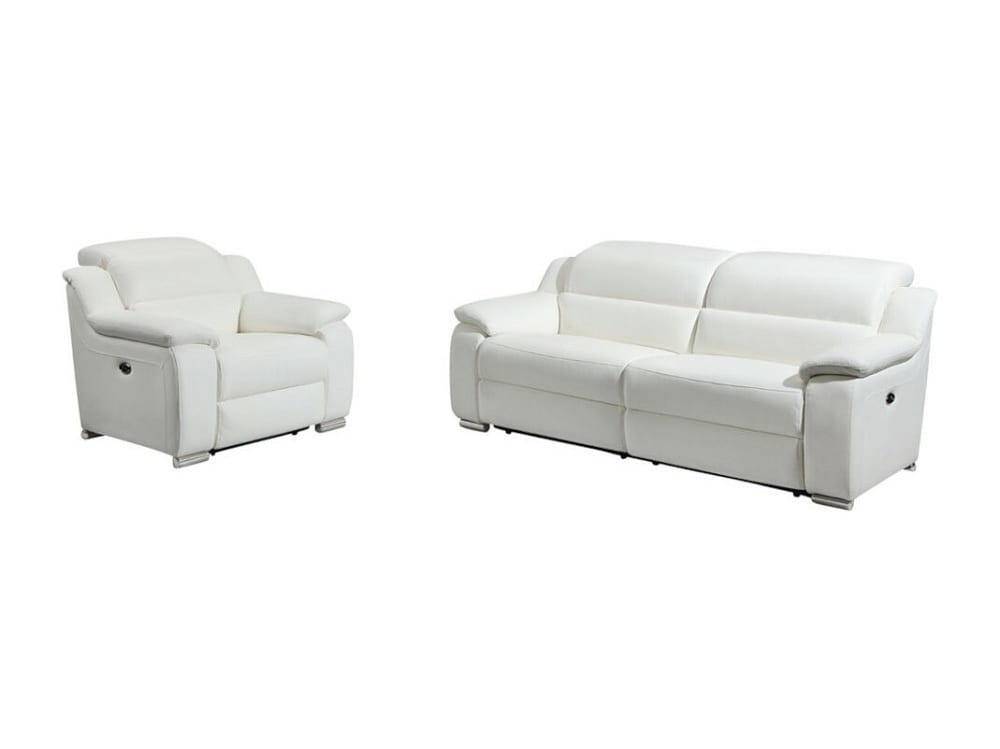 Ensemble canapé fauteuil cuir blanc