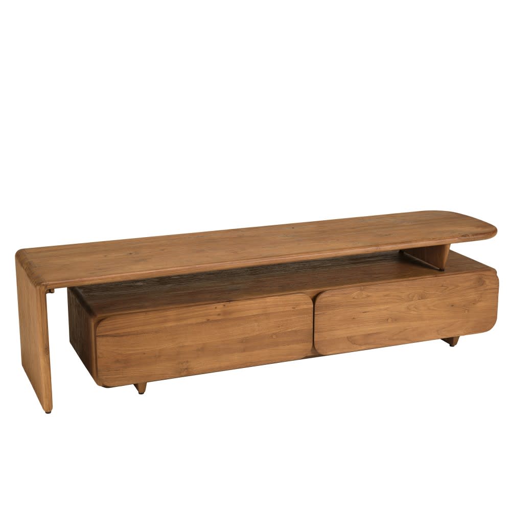 Meuble tv 2 tiroirs 160x40cm en bois de teck recyclé