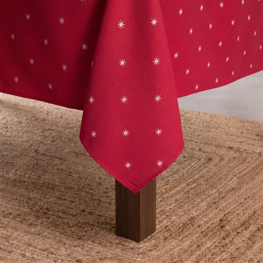 Gewebte Baumwoll-Weihnachtstischdecke, Rot 140x240 cm - Maisons