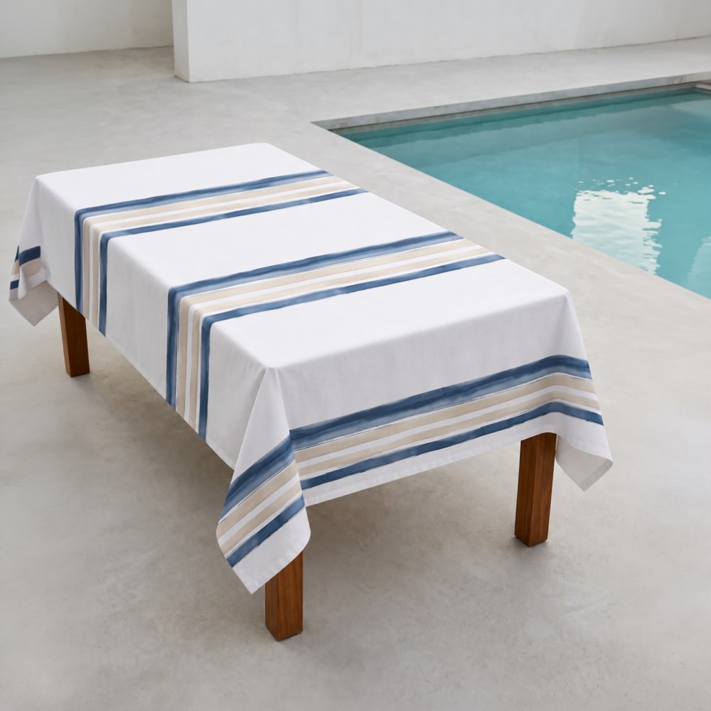 Gamusi Gestreifte fleckenabweisende Tischdecke, 150x250 cm style landhaus Mehrfarbig Öko-Tex Zertifikat Pes - Polyester