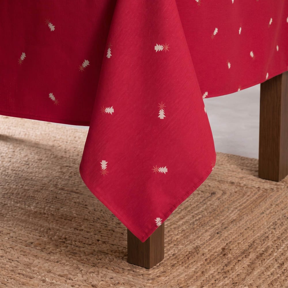 Gewebte Baumwoll-Weihnachtstischdecke, Rot 140x100 cm - Maisons