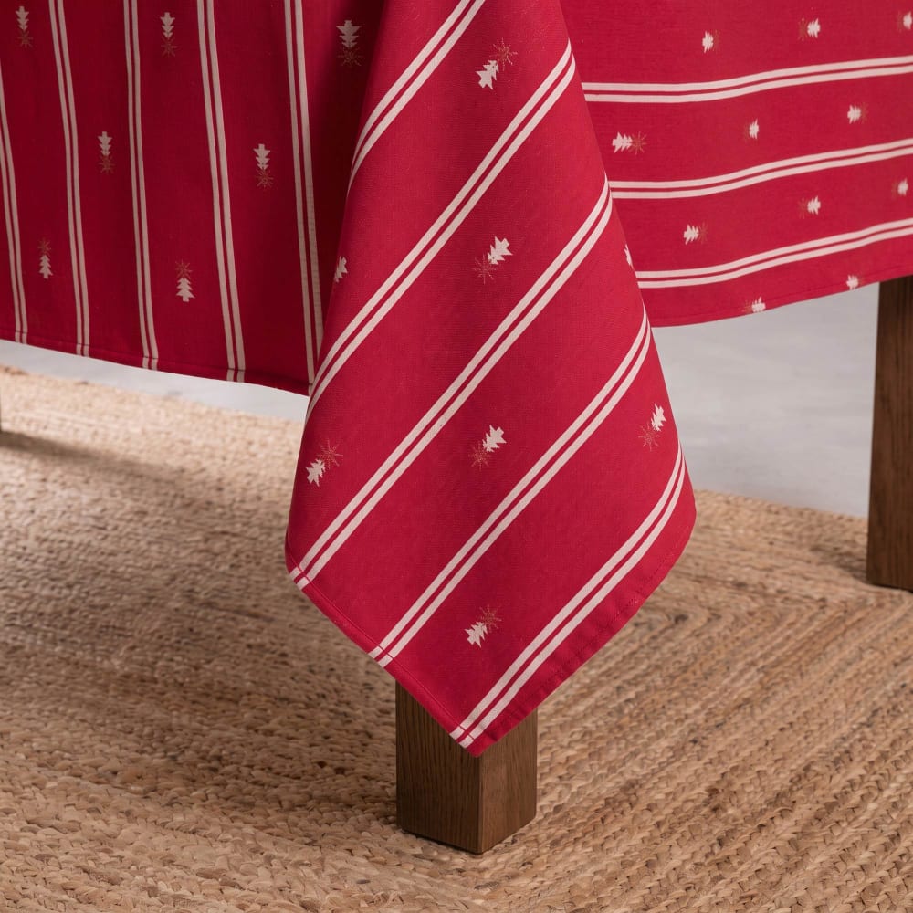 Gewebte Baumwoll-Weihnachtstischdecke, Rot 140x350 cm - Maisons