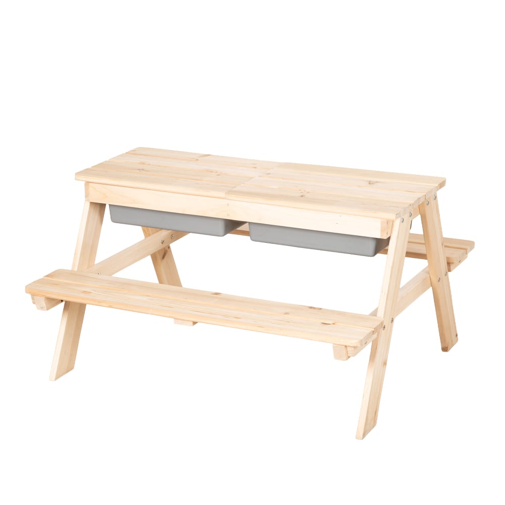 Table de pique-nique pour 4 enfants en bois naturel avec 2 bacs Table de pique-nique pour 4 enfants en bois naturel avec 2 bacs