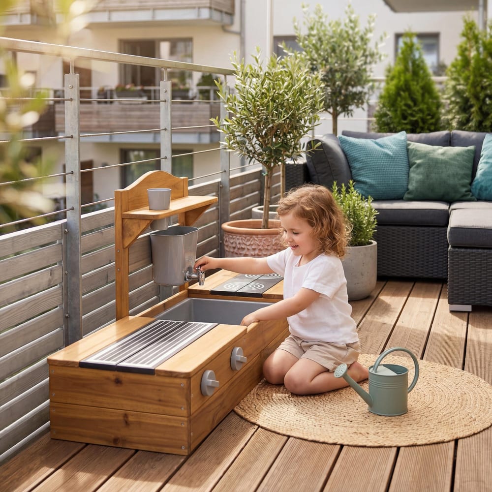 Balkonsandkasten aus braunem, FSC-zertifiziertem Holz - Maisons