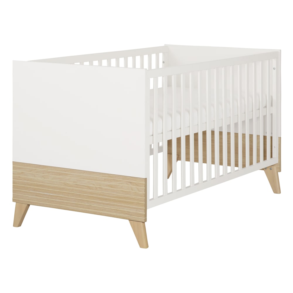 Lit bébé évolutif 70 × 140 blanc / chêne Lit bébé évolutif 70 × 140 blanc / chêne
