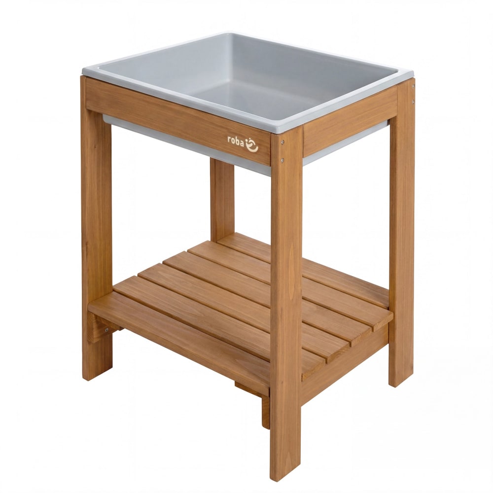 Mini table sable et eau en bois marron avec bac de jeu
