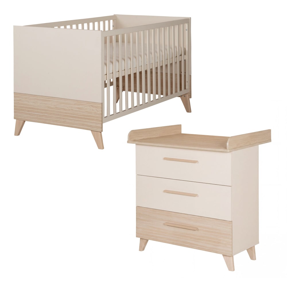 Ensemble de meubles bébé duo en cachemire et chêne