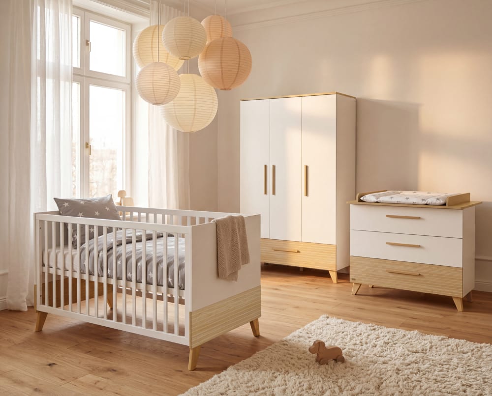 Babyzimmerset 3-teilig in Weiß / Eichendekor - Maisons Du Monde