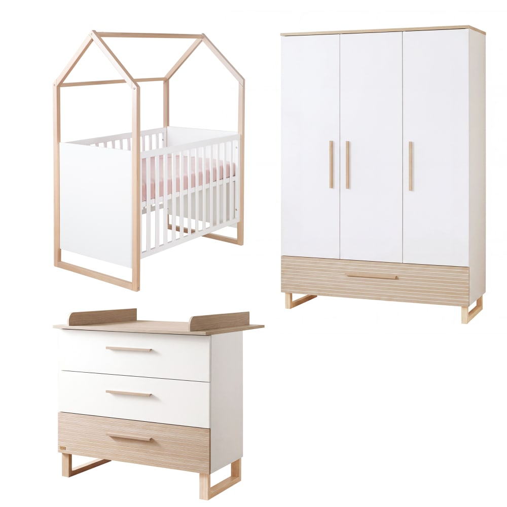 Chambre bébé trio blanc / chêne