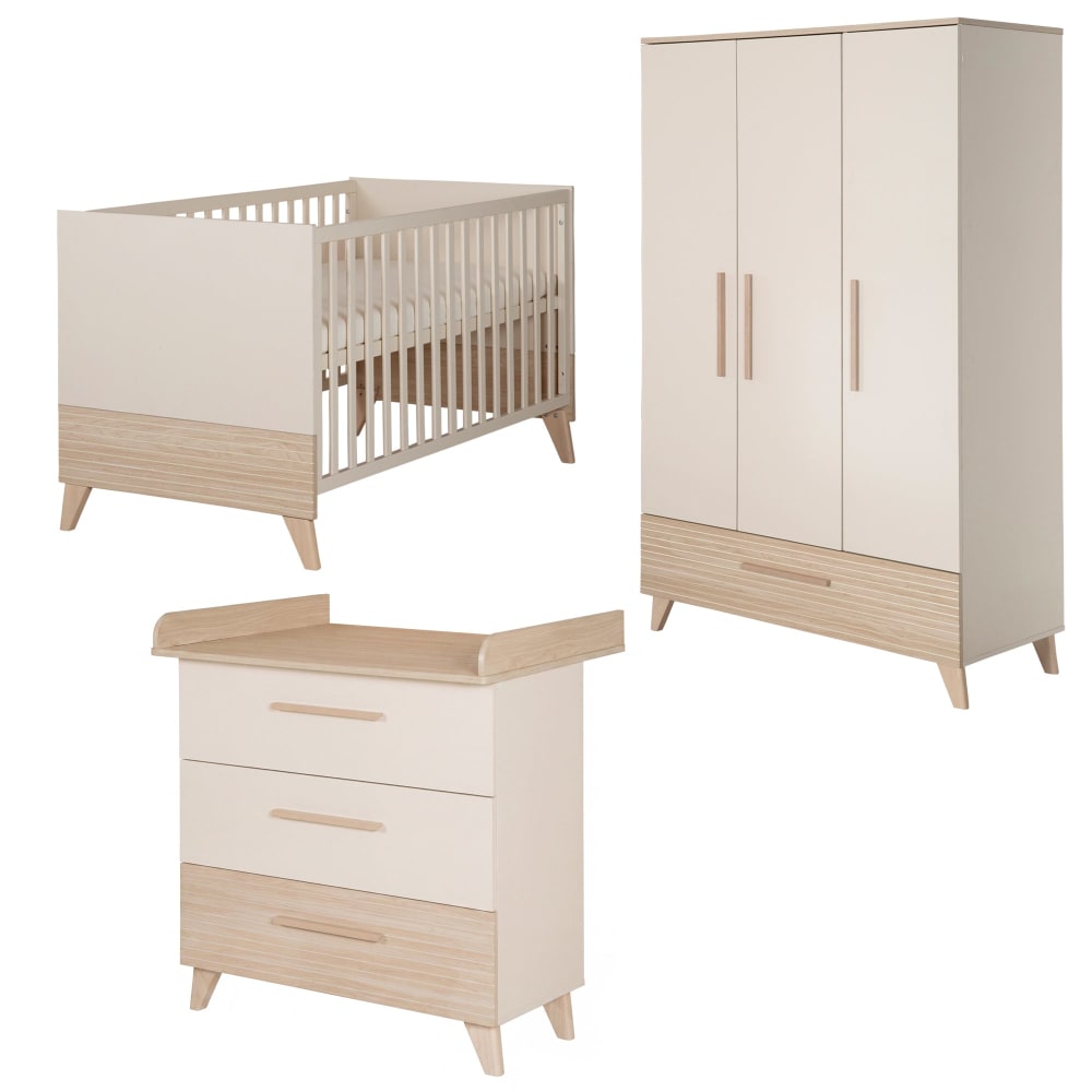 Ensemble de meubles bébé trio en cachemire et chêne