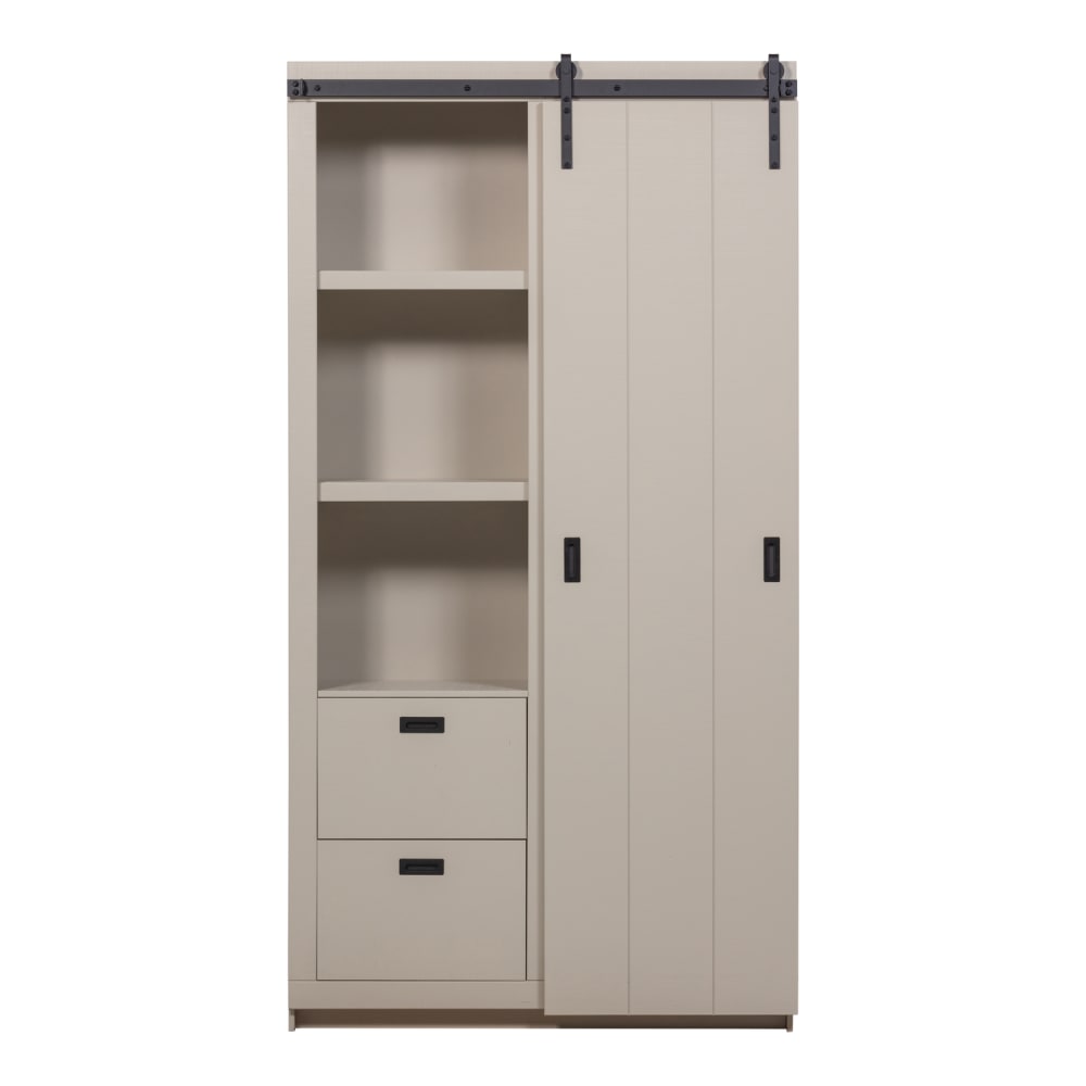 Armoire portes coulissantes en pin beige Armoire portes coulissantes en pin beige