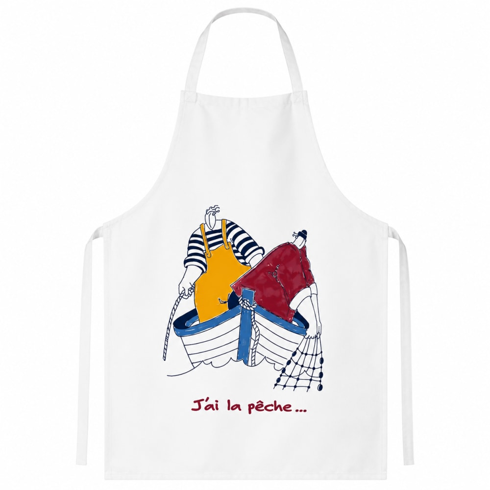 Tablier de cuisine en coton « j'ai la pêche » - 70x90cm - bordeaux