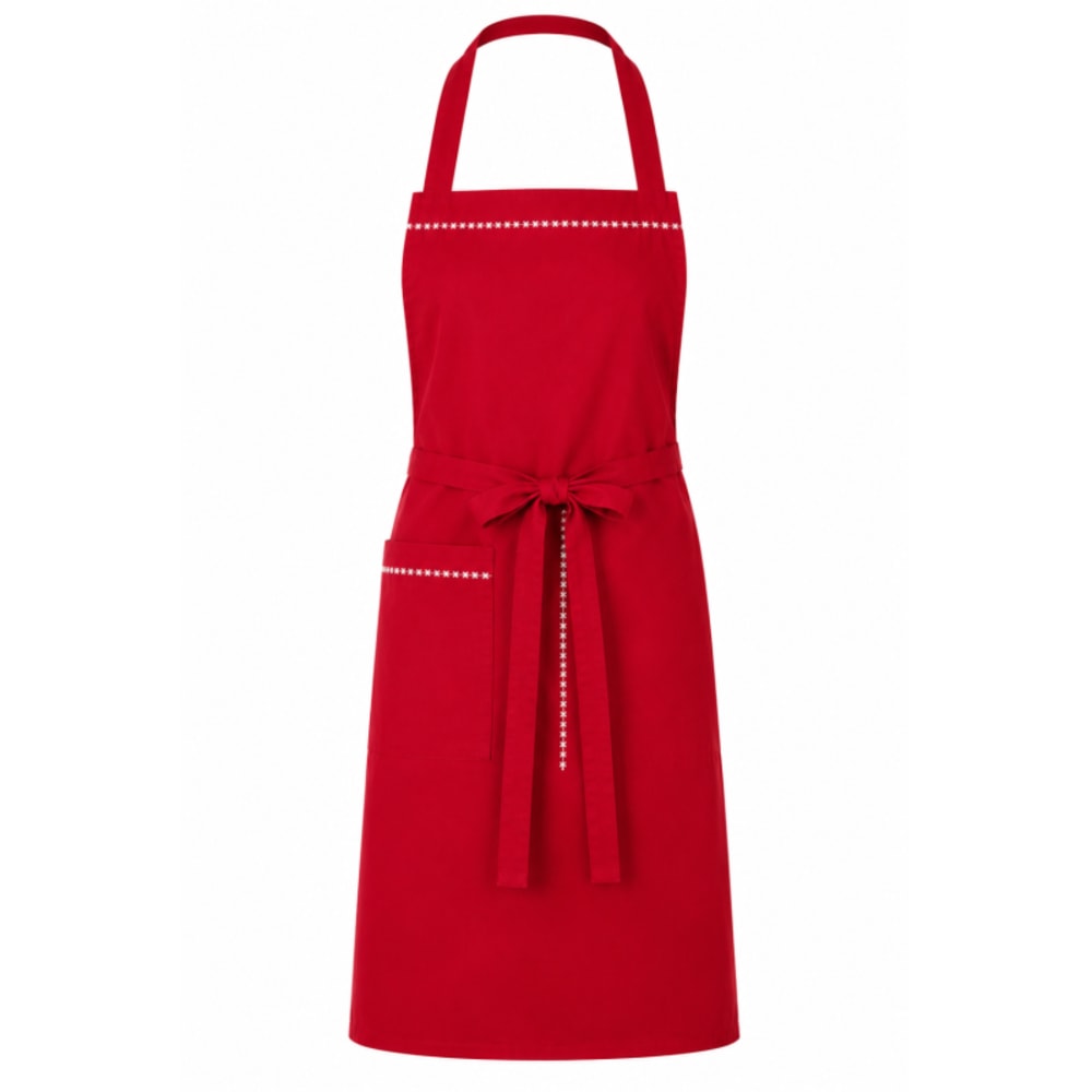 Tablier de cuisine en coton brodé - 60x90cm - rouge