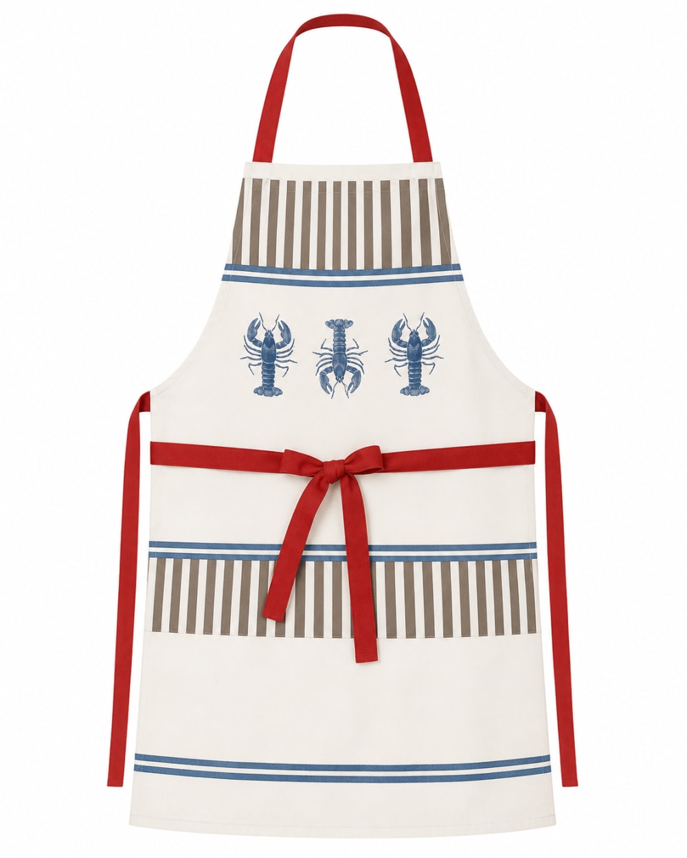 Tablier de cuisine en coton motif homard - 80x90cm - lin