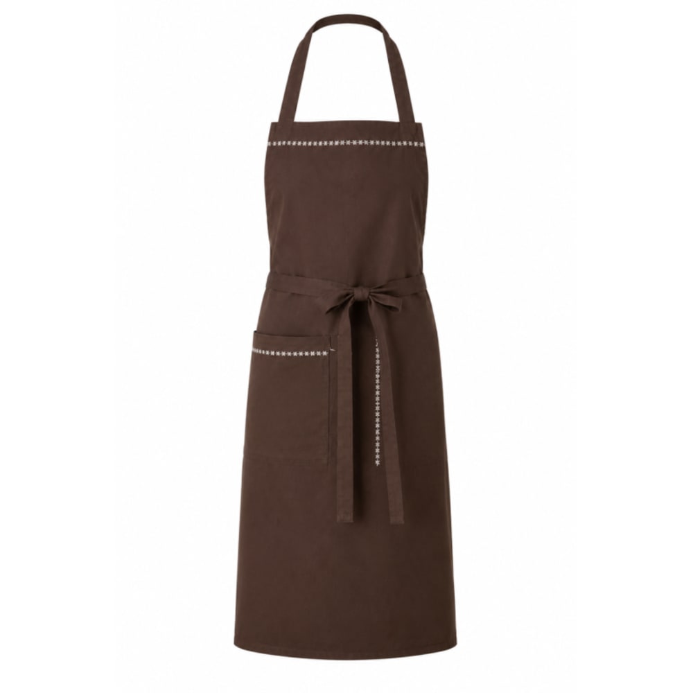 Tablier de cuisine en coton brodé - 65x90cm - chocolat
