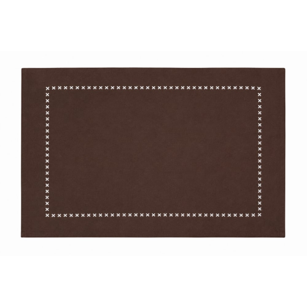 Set de table chocolat en coton brodé - 33x48cm - chocolat