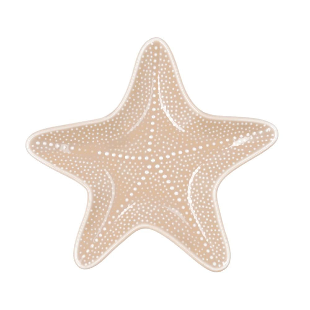 plato estrella de mar porcelana beige 20 cm