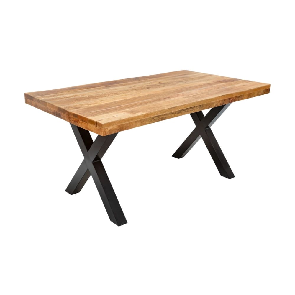 Table rectangulaire en bois de manguier et pieds en fer noir 160x90cm