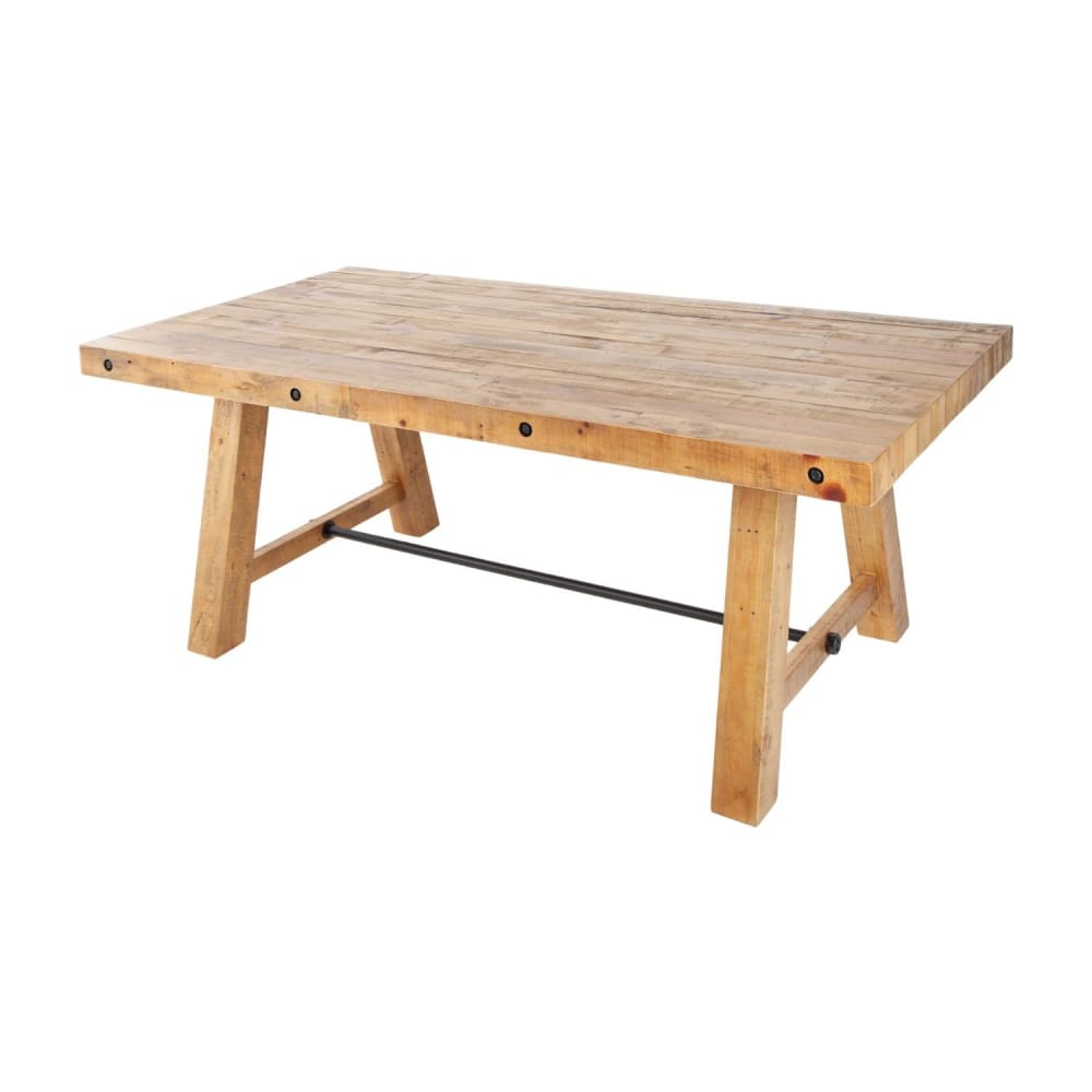 Table rectangulaire en bois de pin et détails en fer noir 165x90cm