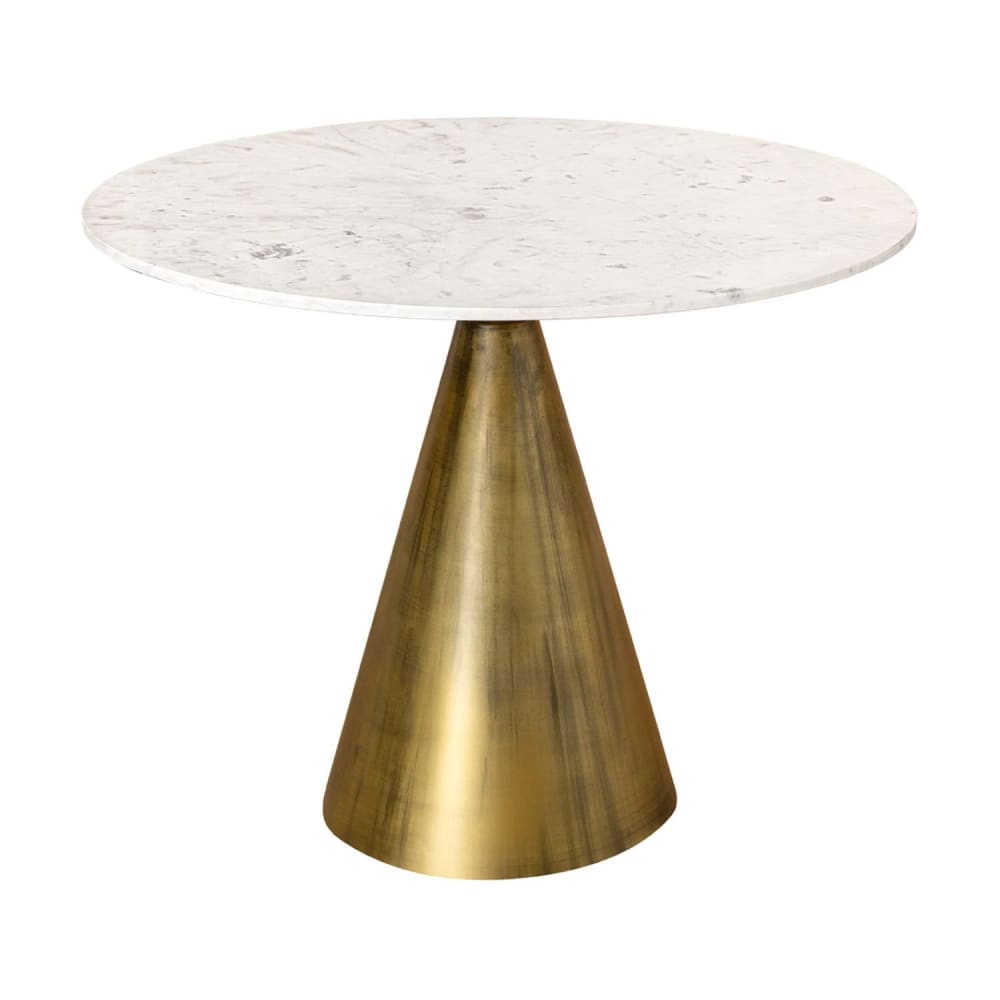 Table ronde en marbre blanc et pieds en fer doré d100cm