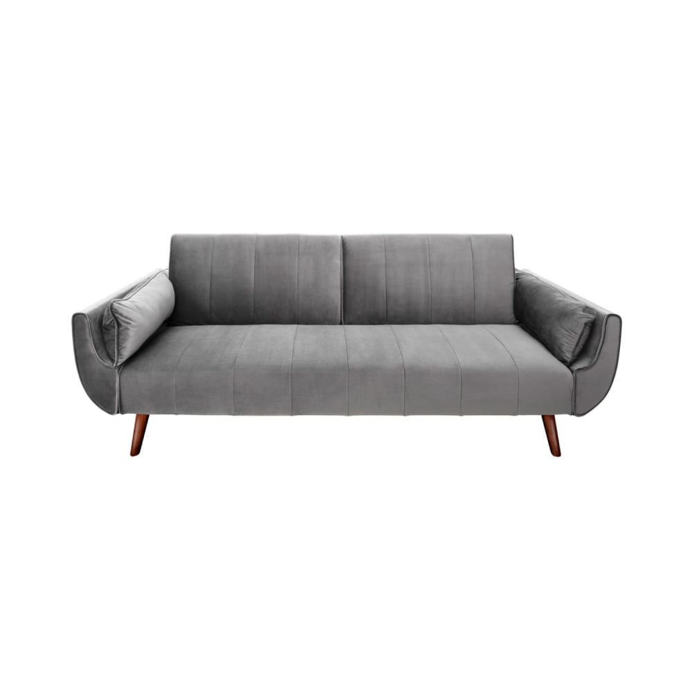 Canapé droit convertible 3 places en velours de polyester gris argenté