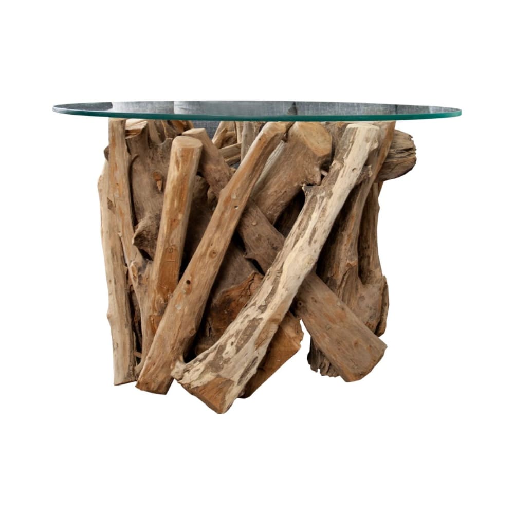 Table basse ronde en - plateau verre