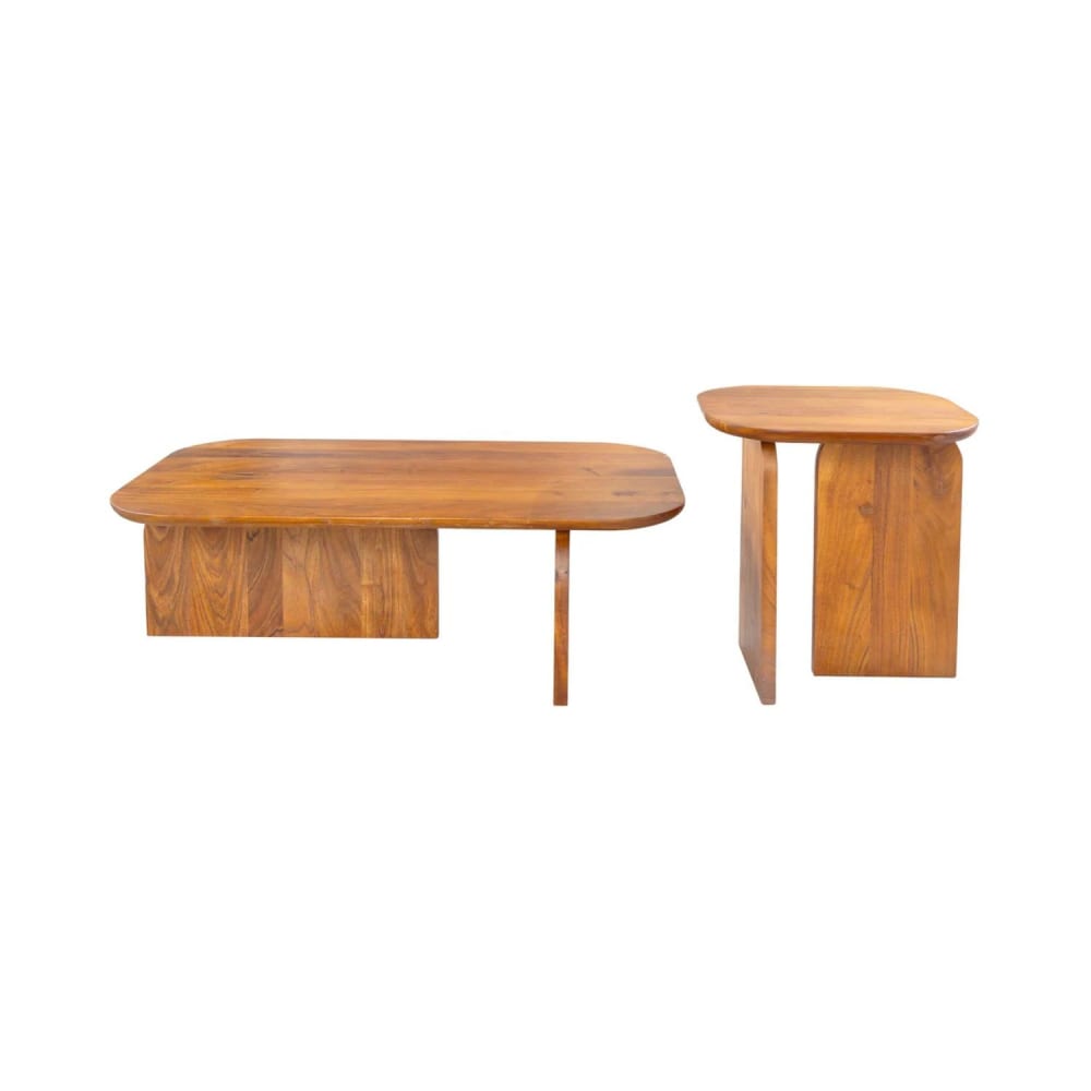 Lot de 2 tables en acacia massif 100x33x55cm et 45x50x40cm Lot de 2 tables en acacia massif 100x33x55cm et 45x50x40cm