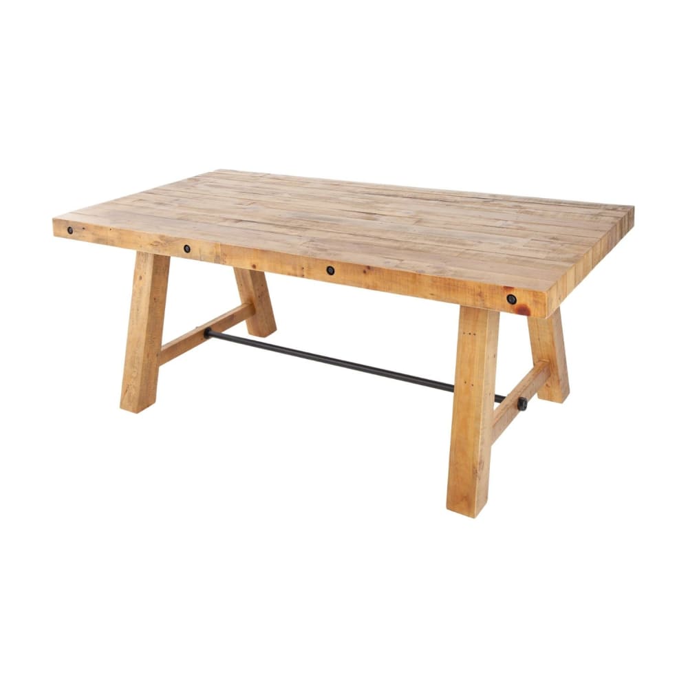 Table rectangulaire en bois de pin clair et fer noir 200x100cm