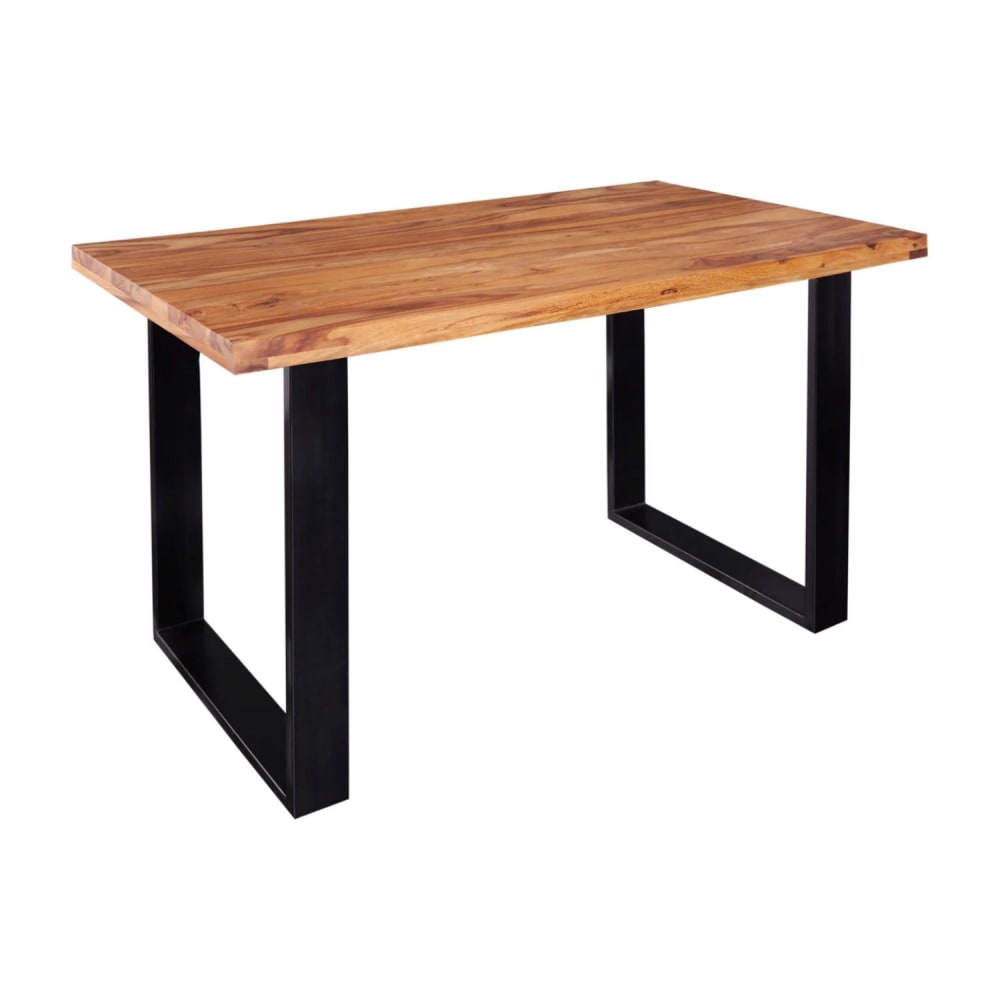 Table rectangulaire en bois de sheesham et pieds en fer noir 140x80cm