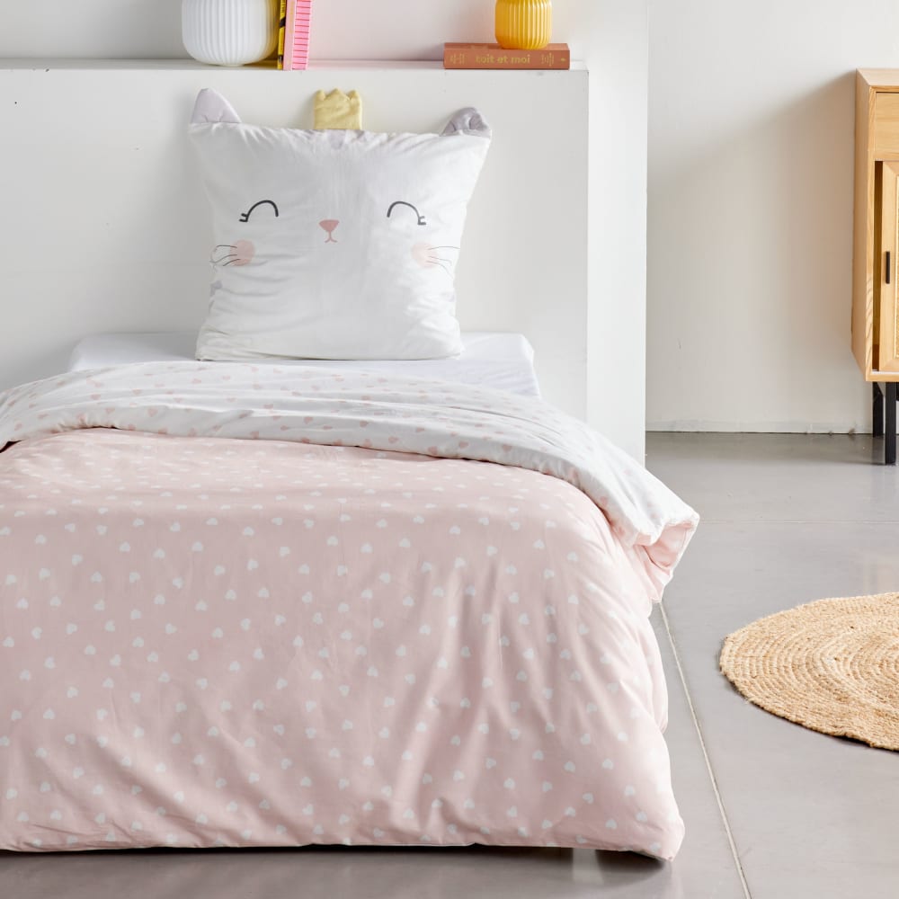 Parure de lit 1 personne  140x190 cm rose