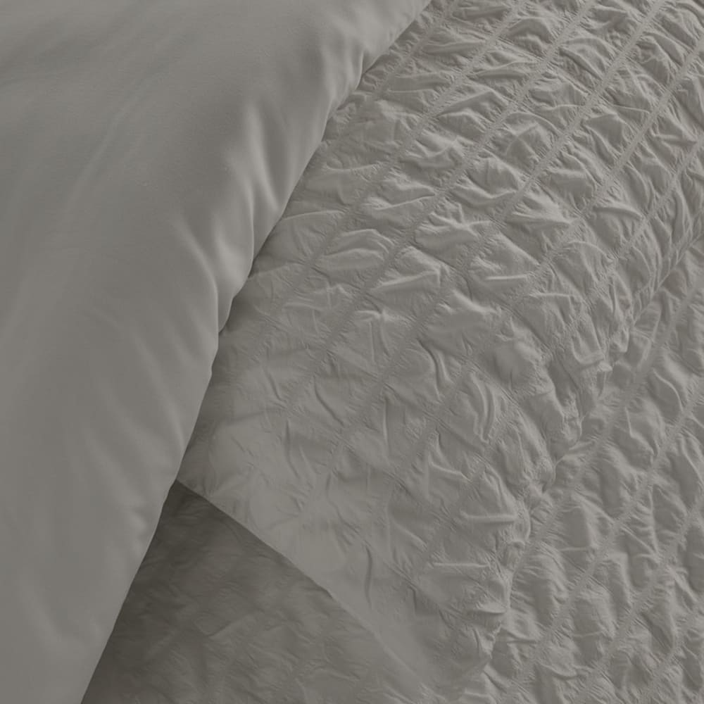 Parure de lit uni 2 personnes seersucker  220x240 cm beige