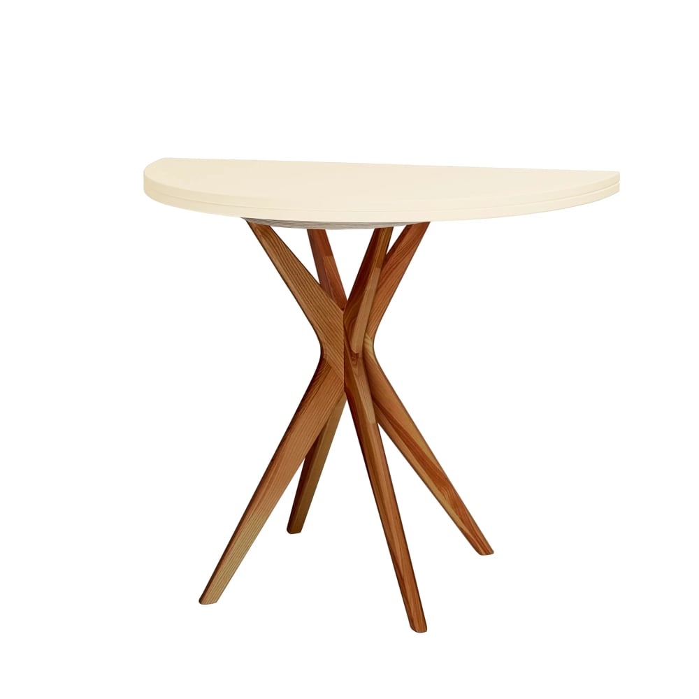 Ragaba Ausziehbarer halbrunder Esstisch, eichefarbene Esche, MDF, Perlweiß style modern Beige Holz