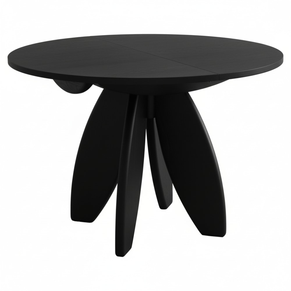 Ragaba Runder ausziehbarer Eschenfurnier Schwarz style modern Schwarz Holz