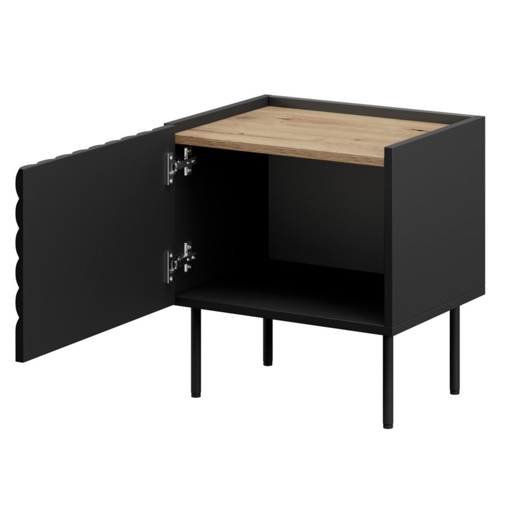 Lot de 2 tables de chevet style chêne noir mat