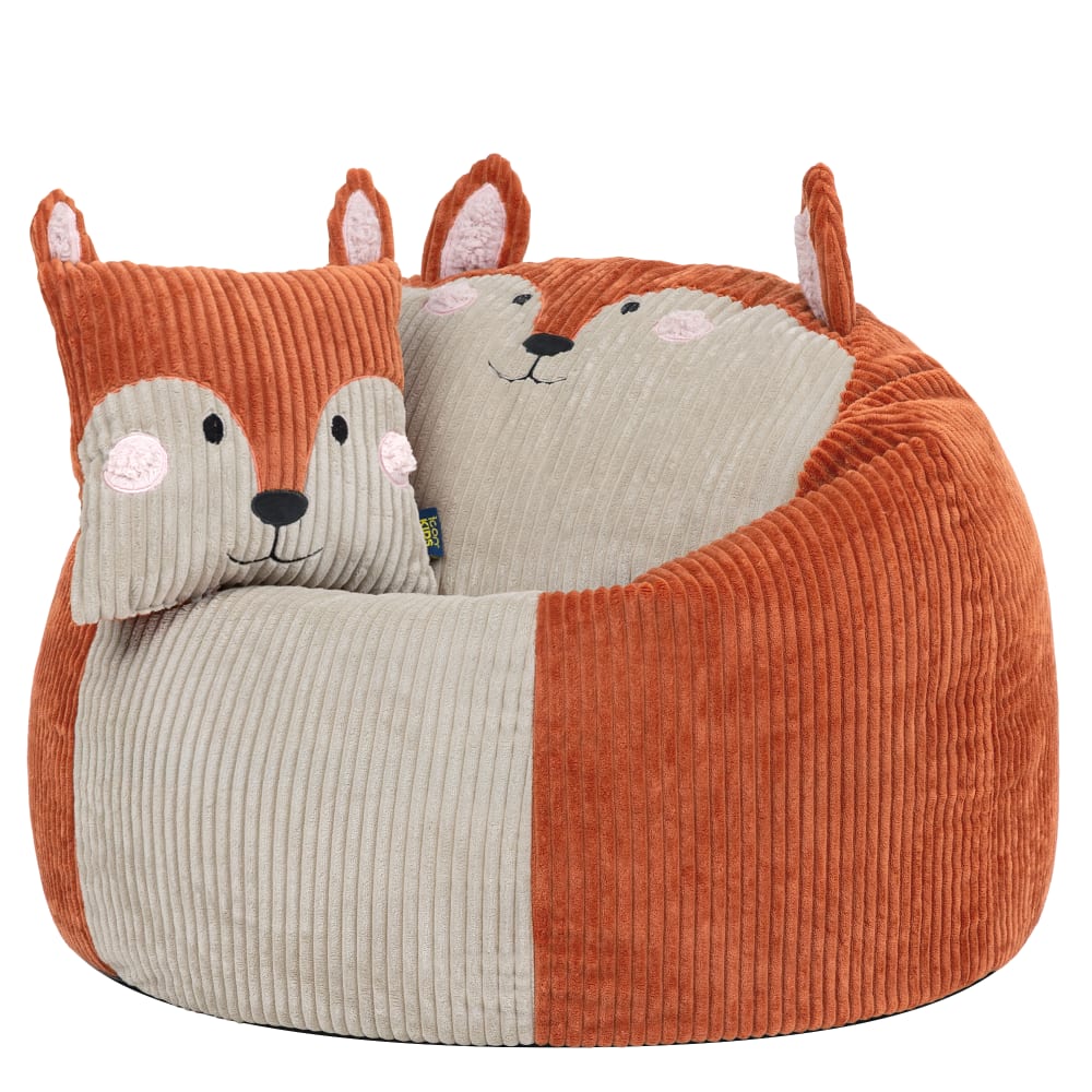 Pouf poire animal pour enfant avec coussin, velours côtelé, terracotta