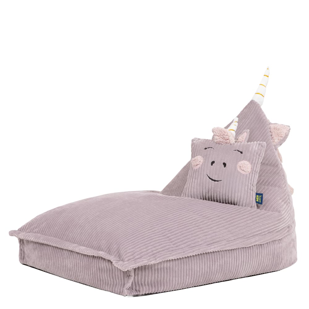 Pouf enfant chauffeuse animal avec coussin, velours côtelé, licorne Pouf enfant chauffeuse animal avec coussin, velours côtelé, licorne
