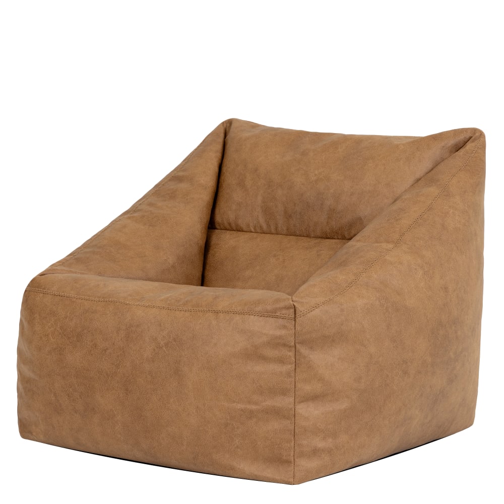 Pouf poire fauteuil en simili cuir végan brun