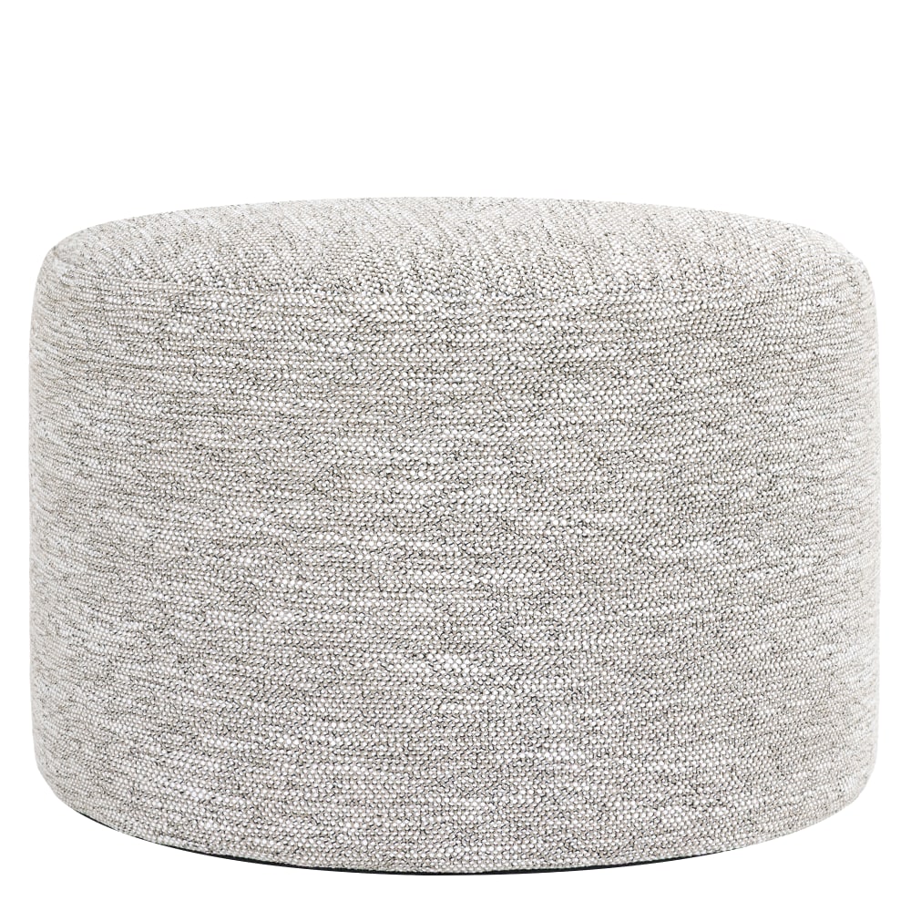 Pouf repose-pieds round en tissu tissé, naturel