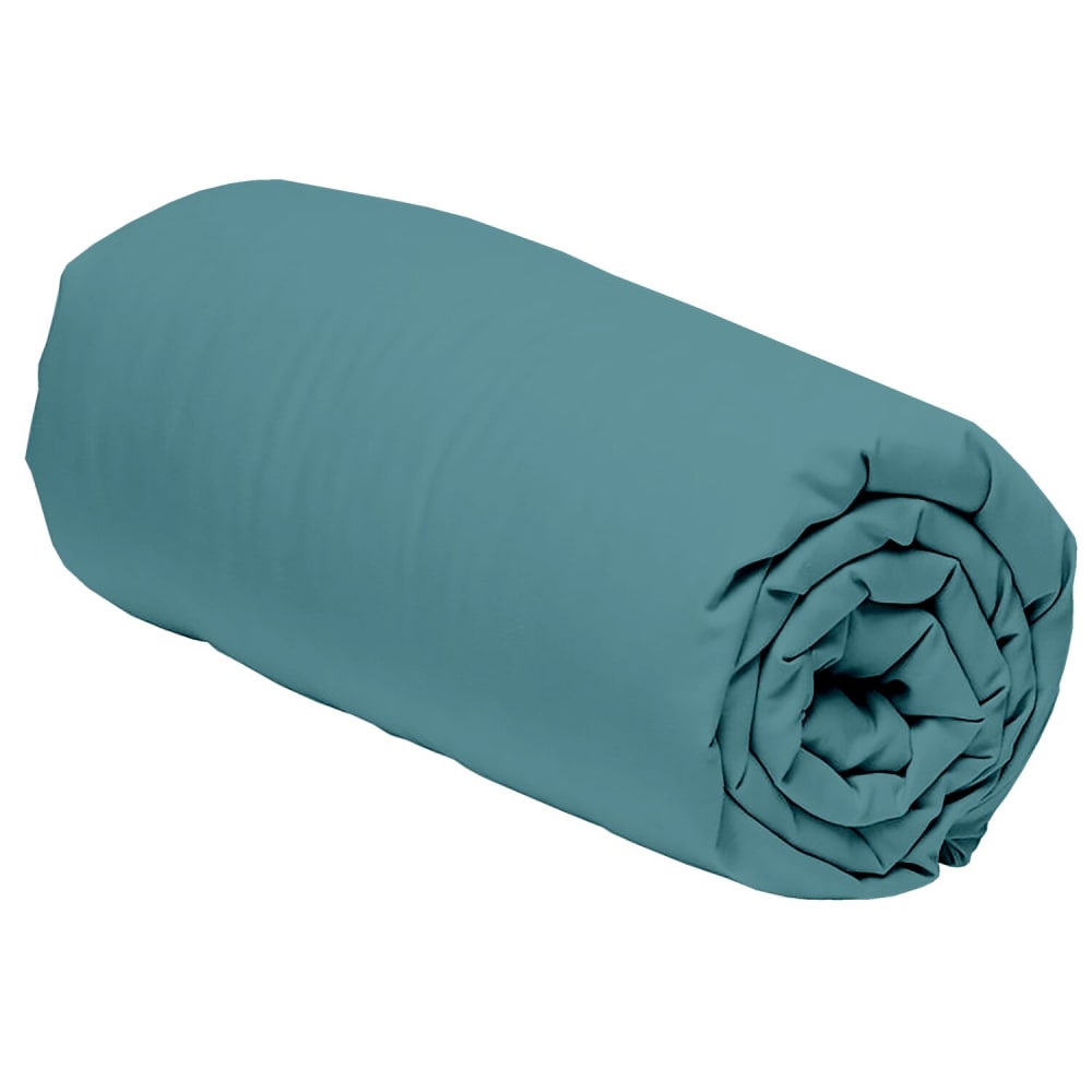 Drap housse percale de coton bleu adriatique 160x200 cm — vue 3