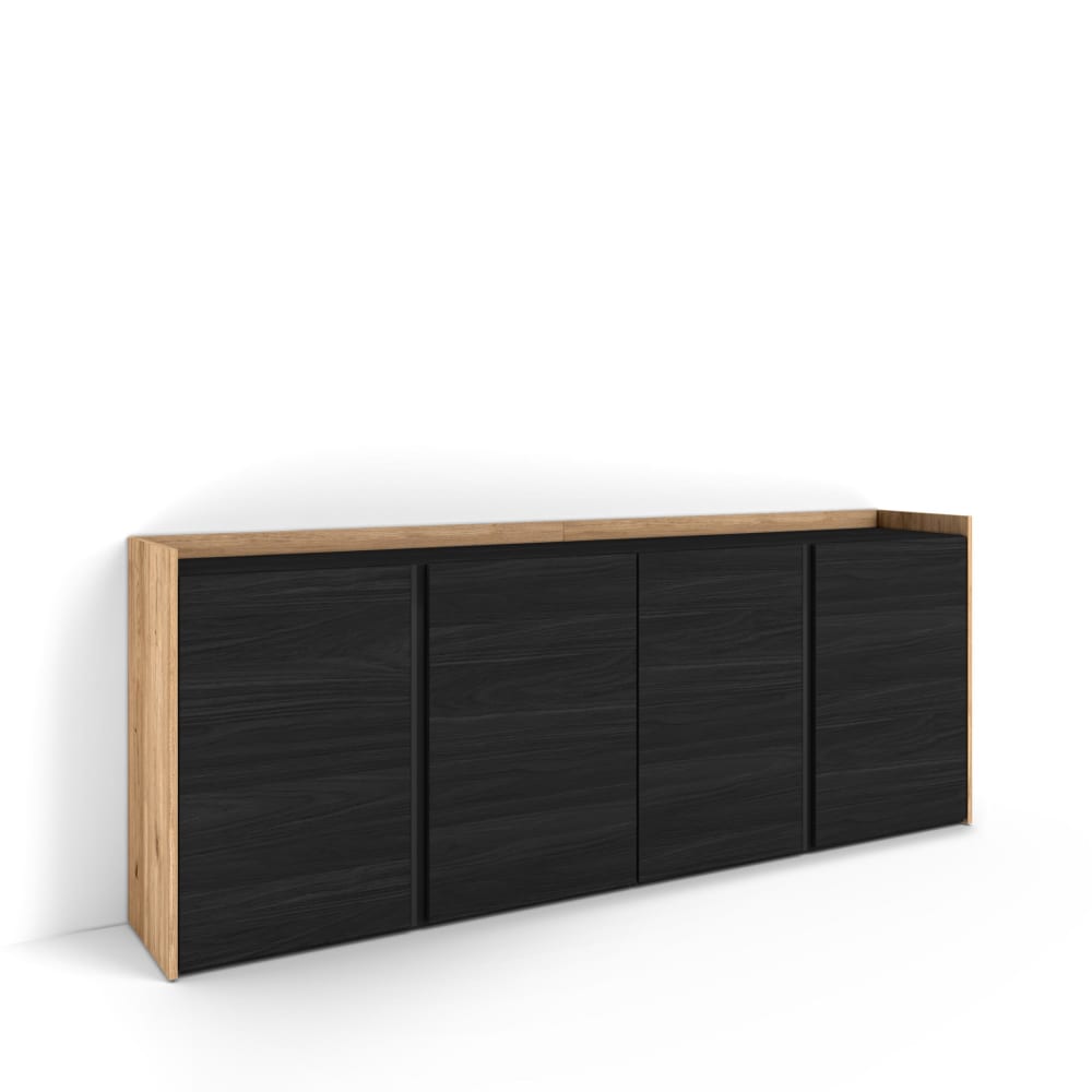Sideboard Holzeffekt schwarz und eiche 207x35x80cm - Maisons Du