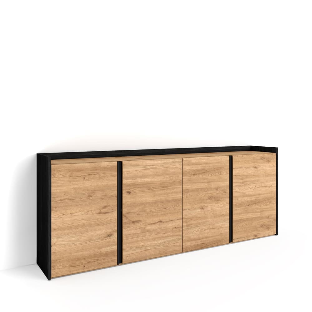 Sideboard Holzeffekt eiche und schwarz 207x35x80cm - Maisons Du