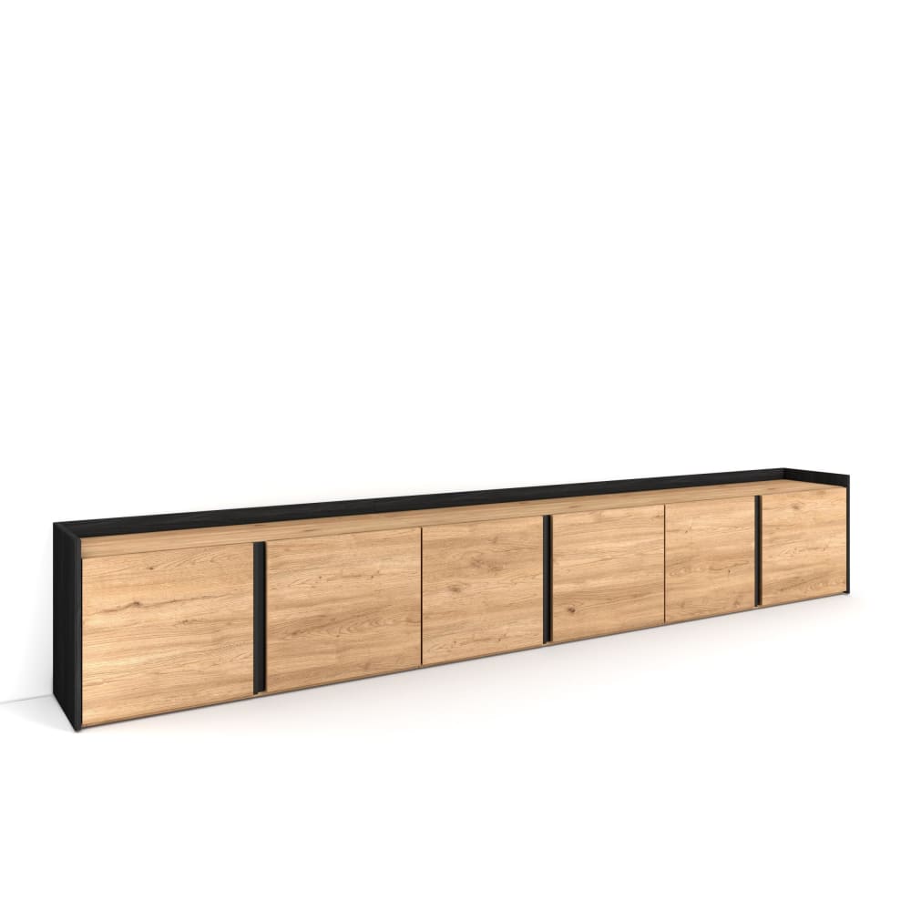TV-Möbel Holzeffekt eiche und schwarz 309x35x50cm - Maisons Du