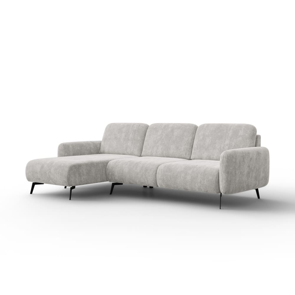 Canapé d'angle 4 places gauche, tissu chenille gris clair Canapé d'angle 4 places gauche, tissu chenille gris clair