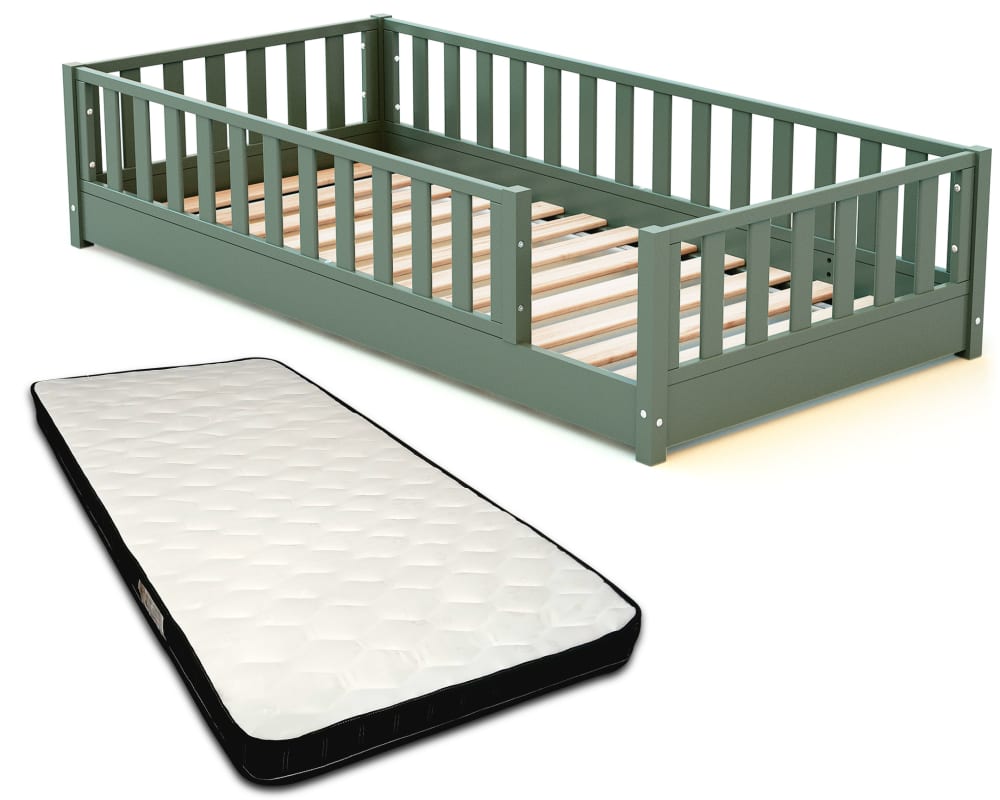 Lit au sol enfant en bois avec matelas - 90x190