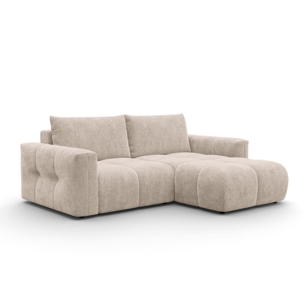 Canapé d'angle 3 places droit, tissu beige Canapé d'angle 3 places droit, tissu beige
