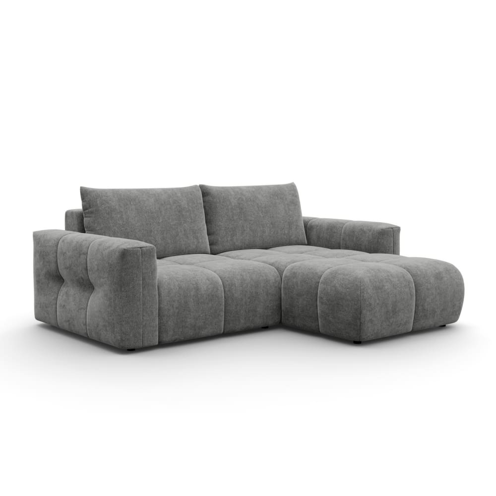Canapé d'angle 3 places droit, tissu gris Canapé d'angle 3 places droit, tissu gris