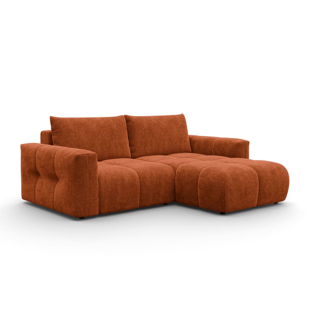 Canapé d'angle 3 places droit, tissu orange Canapé d'angle 3 places droit, tissu orange